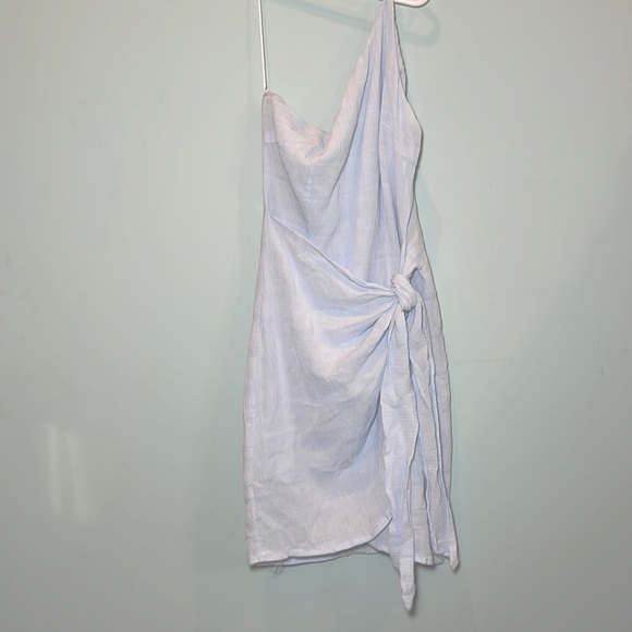 Hello Molly Dresses Hello Molly Light Blue One Shoulder Faux Wrap